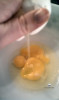 Add 3 eggs to medium bowl
