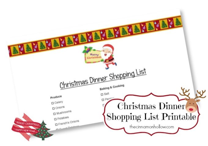 Christmas Dinner Shopping List