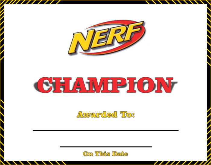 Nerf Champion Certificate