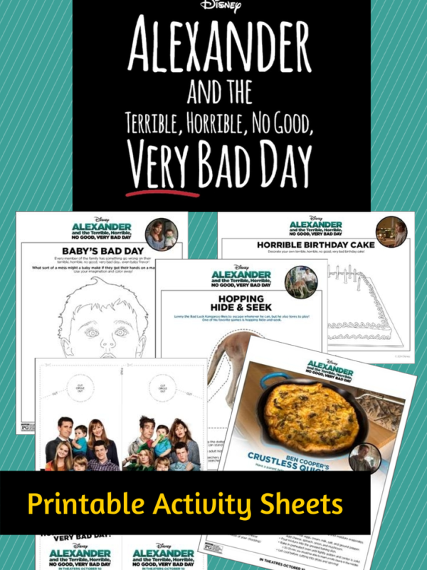 Alexander And The Terrible, Horrible, No Good, Very Bad Day Printable Activity Sheets
