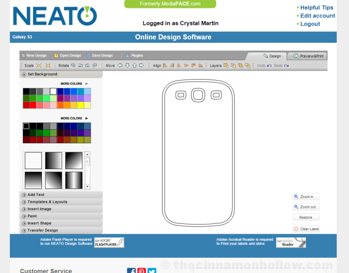 NEATO Online Label Design Software