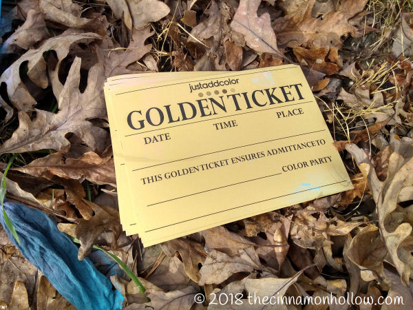 Just Add Color Party Golden Tickets Front
