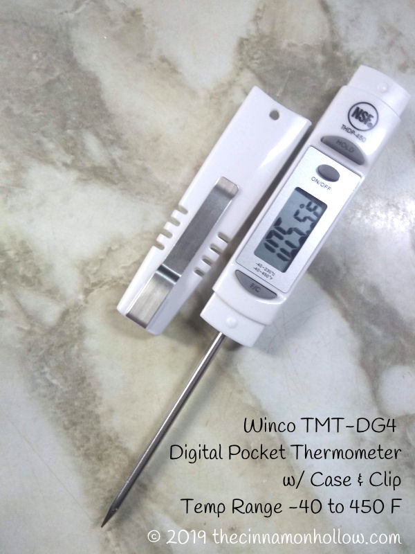 Winco TMT-DG4 Digital Pocket Thermometer w Case & Clip, Temp Range -40 to 450 F