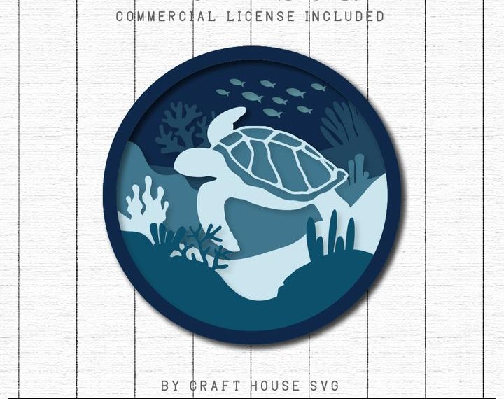 Craft House SVG 3D Layered Sea Turtle SVG