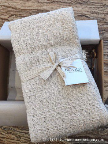 NOVICA Undiscovered Artisan Box Handwoven Cotton Throw Natural Warmth