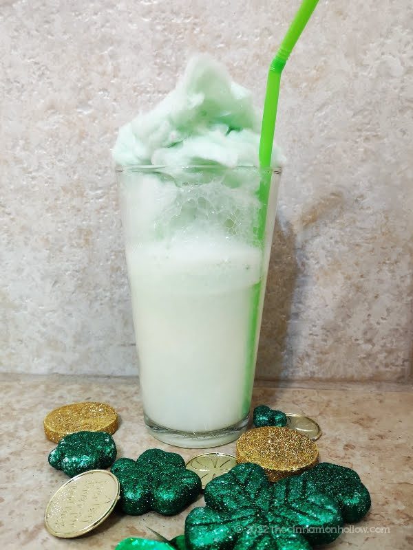 St. Patrick's Day Ice Cream Float With Cotton Candy