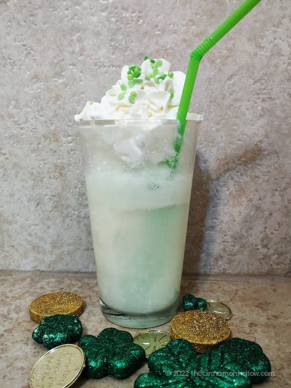 St. Patrick's Day Ice Cream Float With Whipped Cream And Sprinkles