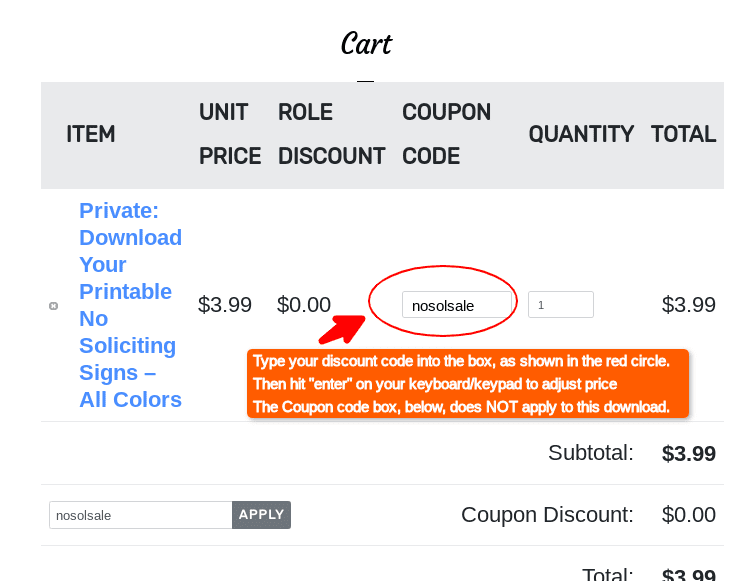 Explanation of download coupon