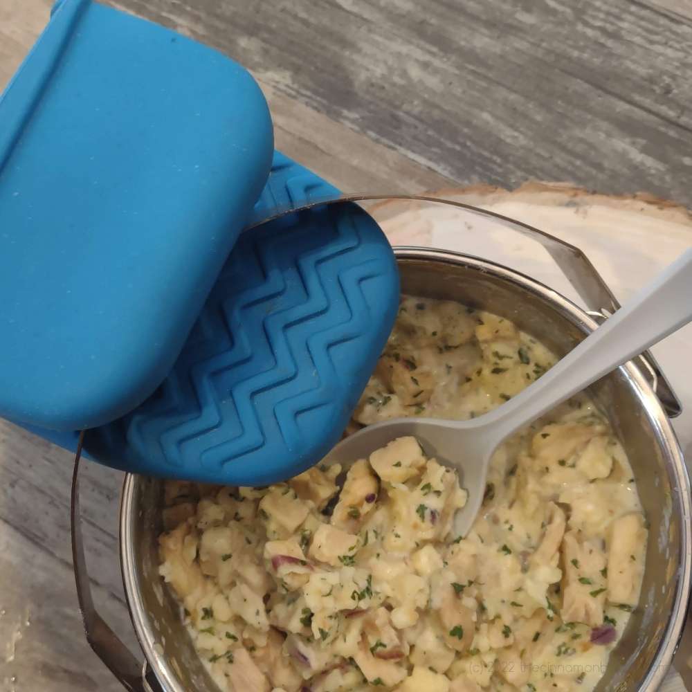 Using A Silicone Oven Mitt With Right On Trek Keto Meal Kit