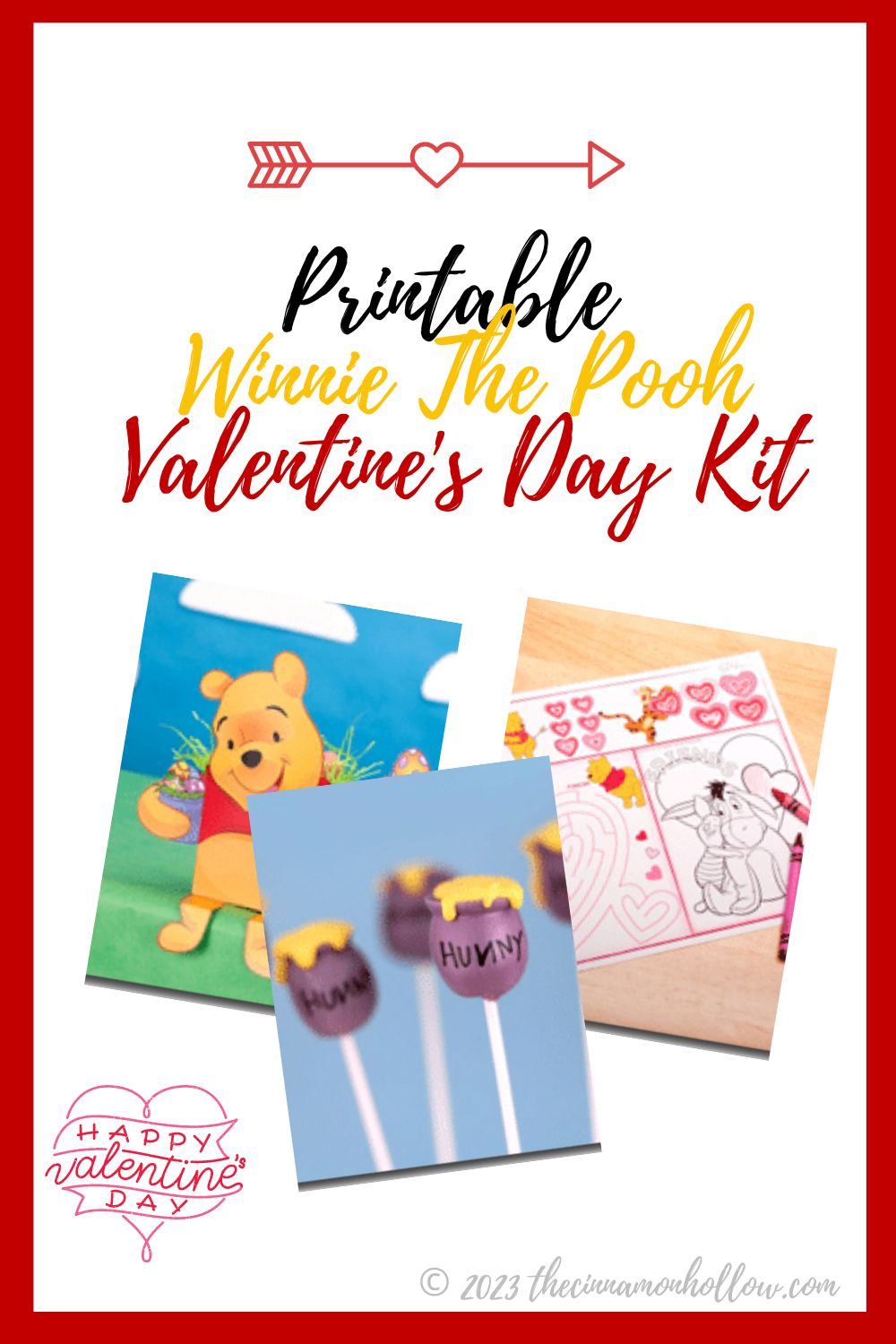 Printable Winnie The Pooh Valentine's Day Kit Pin