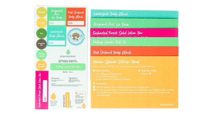 2023 september simply earth box recipe cards and stickers