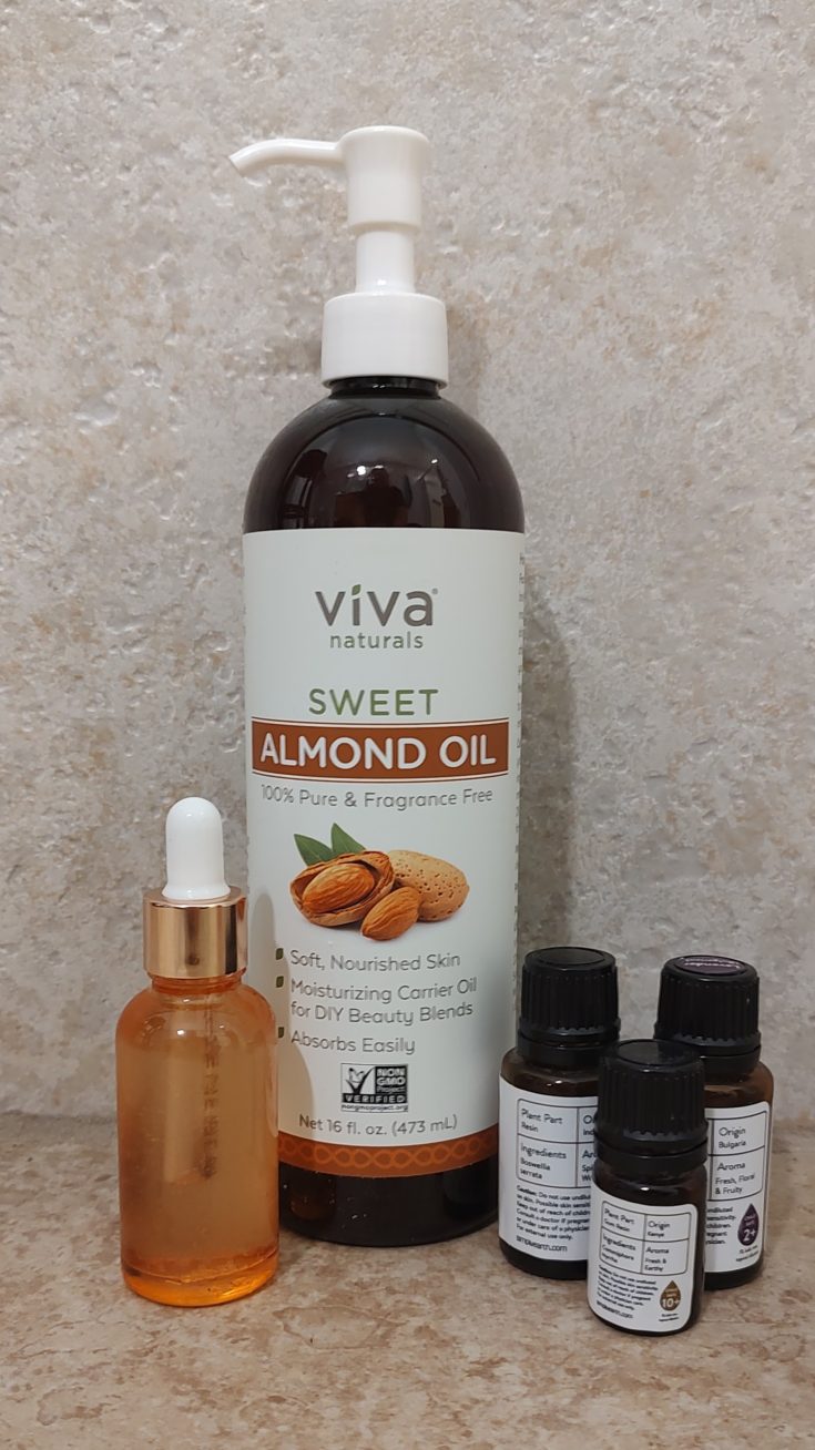 Ingredients For DIY Face Serum With Sweet Almod Oil scaled