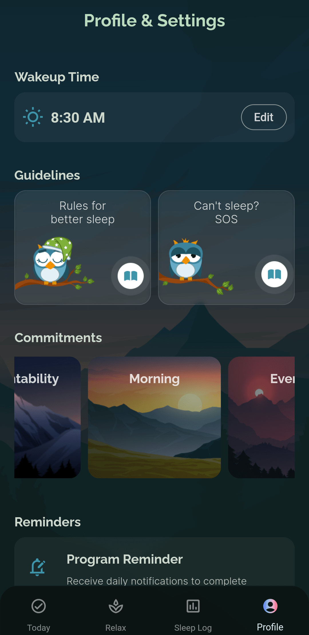 Stellar Sleep App Profile