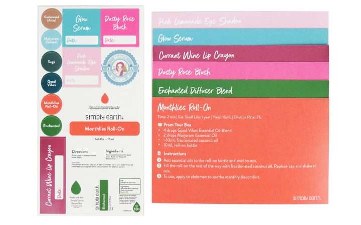 Simply Earth Dec 2023 Recipe Cards Labels