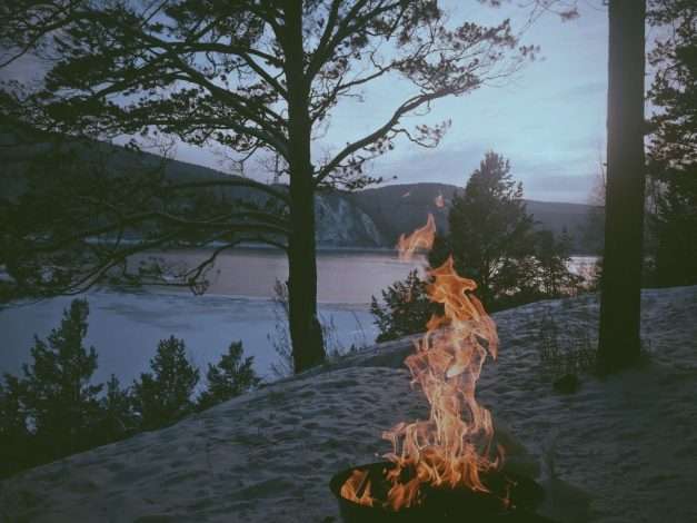 firepit at a lake