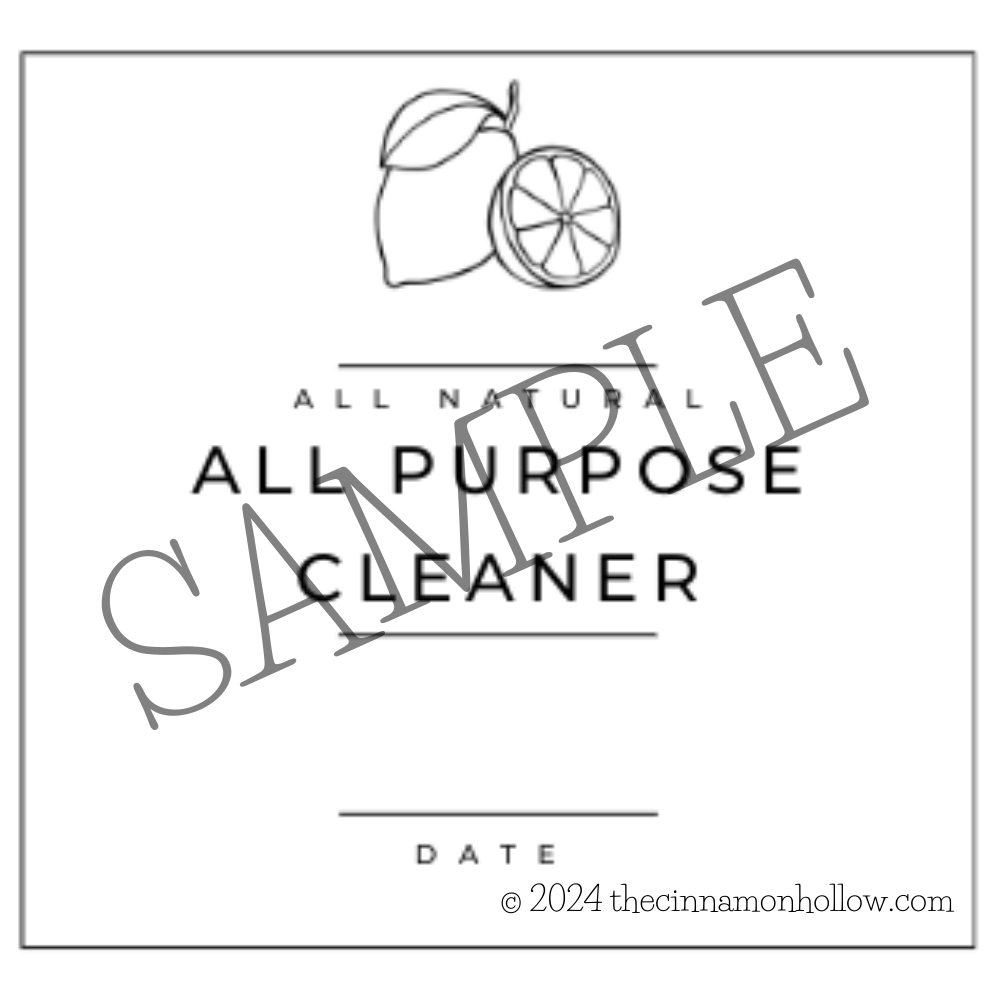 All Natural Cleaning Spray: All Purpose Cleaner Label
