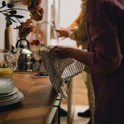 cleaning kitchen towels