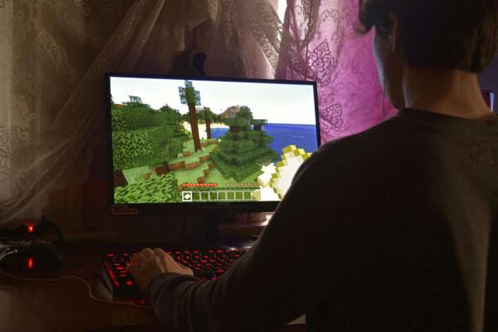 playing a Minecraft game