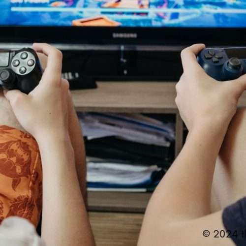 playing a video game
