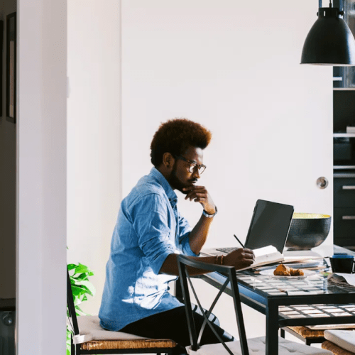 student doing remote work