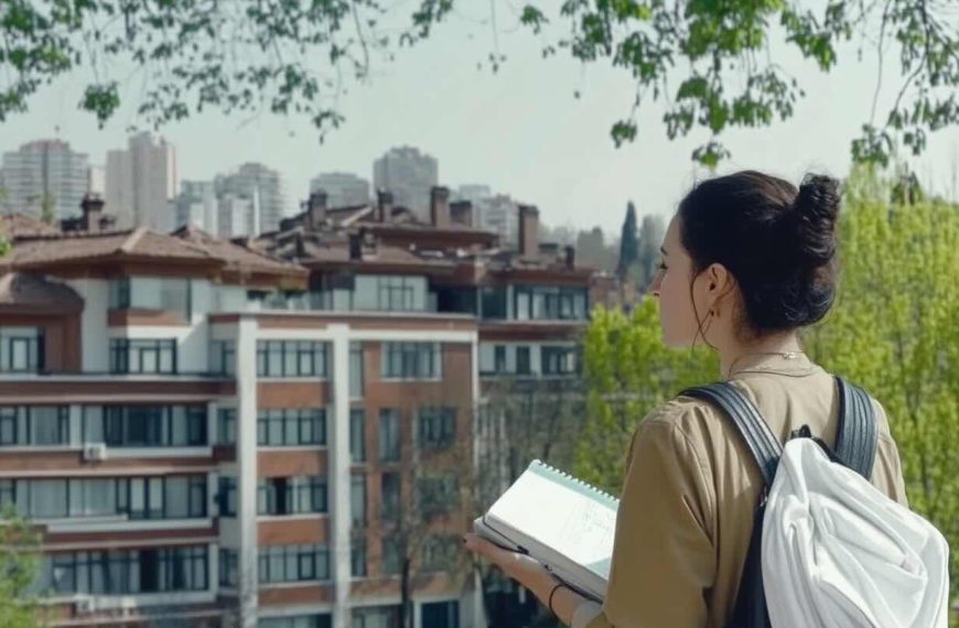 woman checking out a neighborhood