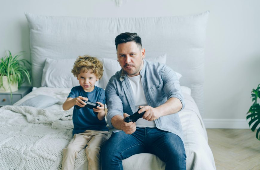 man and child gaming