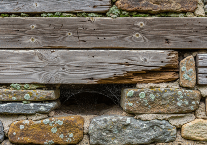 farmhouse wall showing reclaimed wood and natural stone - eco-friendly farmhouse