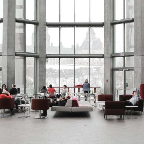 people in a commercial space