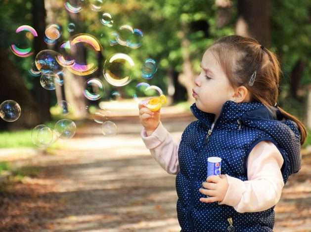 blowing bubbles