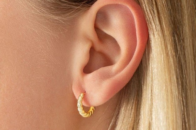 Stylish gold hoop earring with delicate design