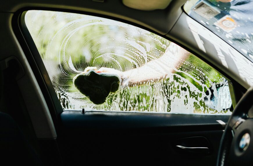 seasonal car care - washing a car