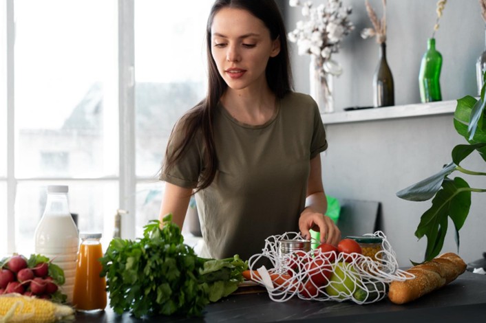 woman preparing healthy food