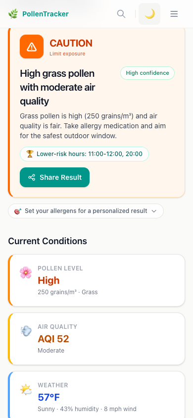 PollenTracker - pollen reaction