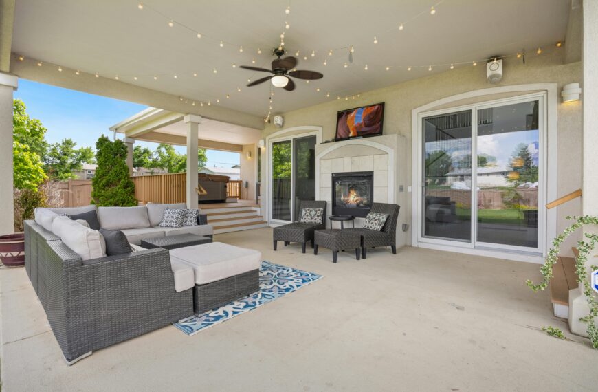 furniture on a backyard porch