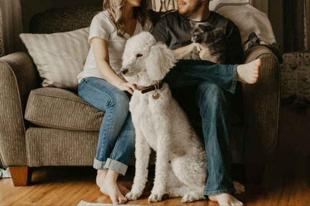 a couple with a dog and a cat - Choosing the Right Family Dog
