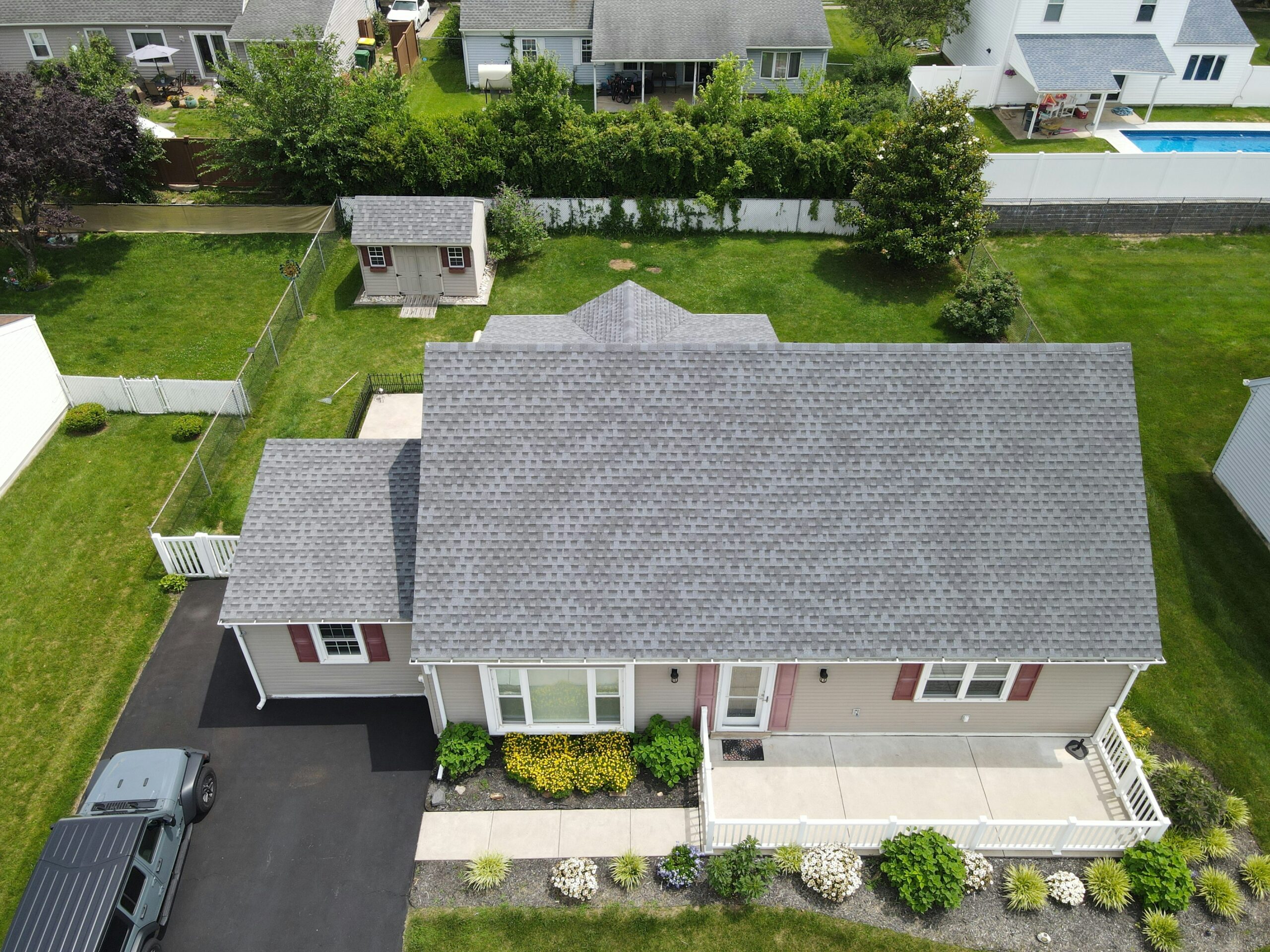 Asphalt Roof Repair - aerial view of home