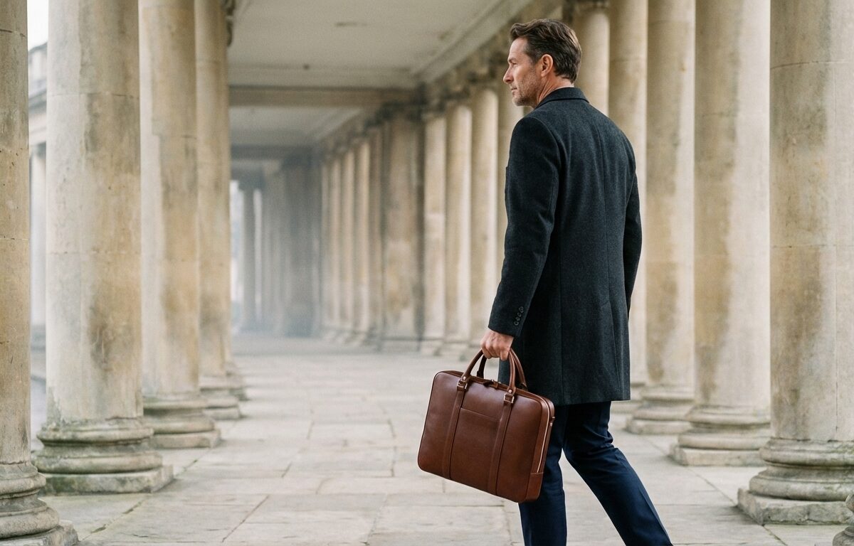 brown leather briefcase