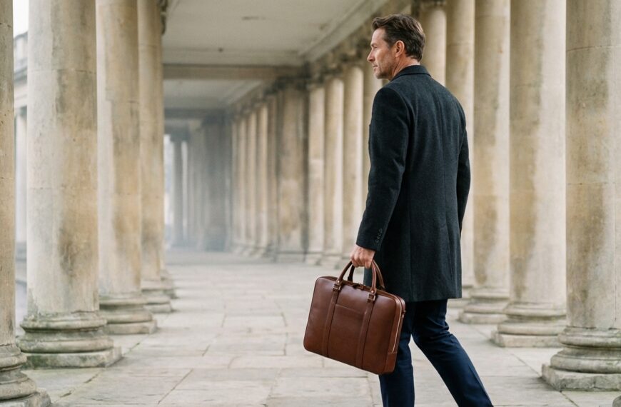 brown leather briefcase