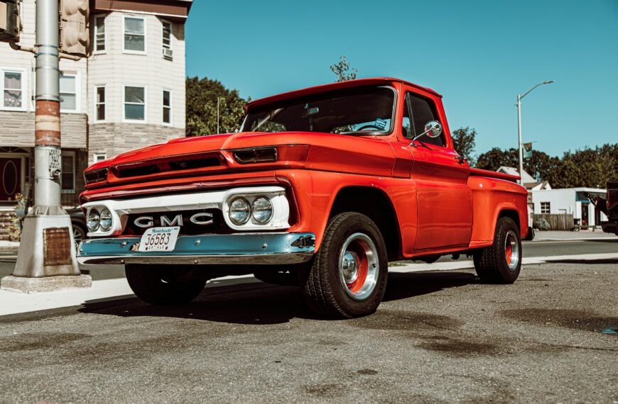 vehicle depereciation - classic red GMC truck