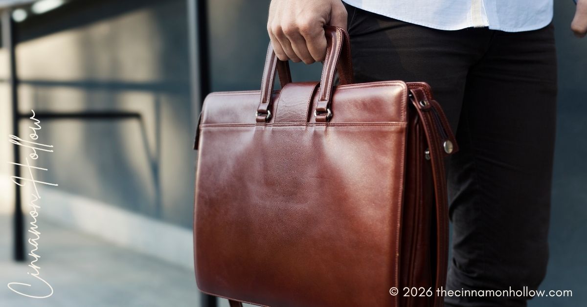 brown leather briefcase