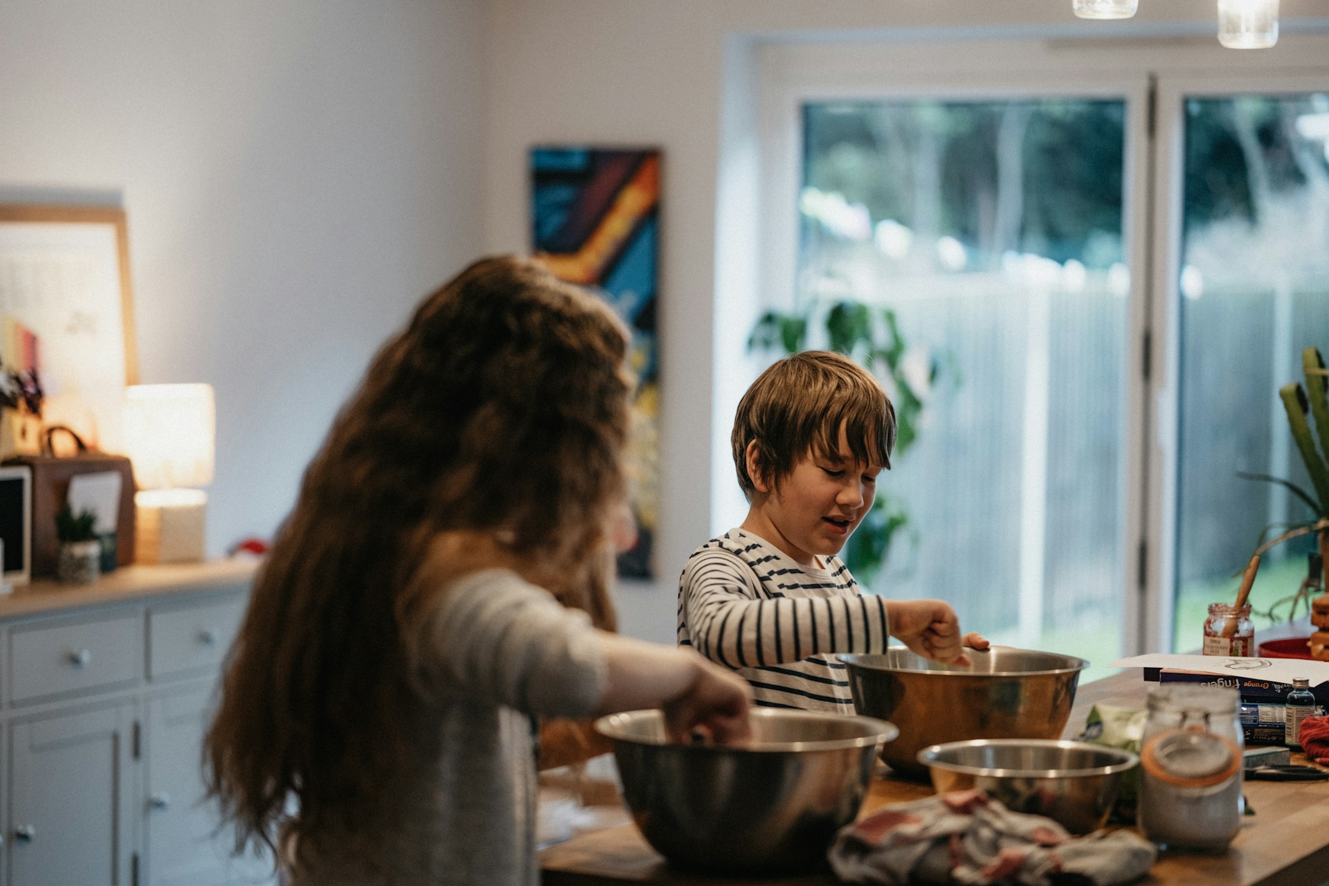 children preparing food