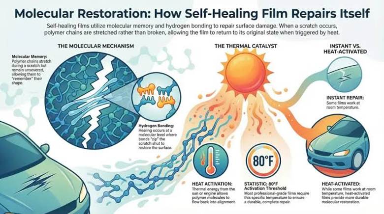 Self-healing technology in a clear Paint Protection Film (PPF)
