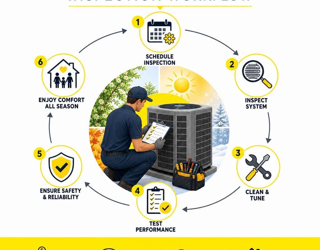 Comprehensive HVAC Services - easonal HVAC inspection workflow infographic